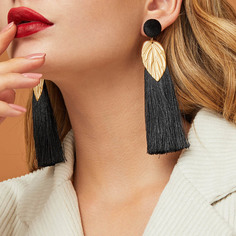 Серьги-подвески с листом и бахромой 1 пара Shein