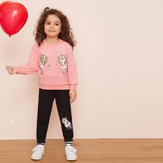 Свитшот с принтом единорога и джоггеры для девочек Shein