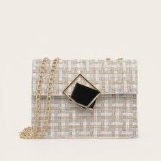 Твидовая сумка через плечо с геометричесим декором Shein