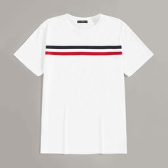 Мужская полосатая футболка с коротким рукавом Shein