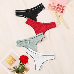Трусики из трикотажа в рубчик 4шт Shein