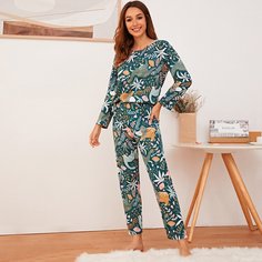 Пижама с графическим принтом и маской на глаза Shein