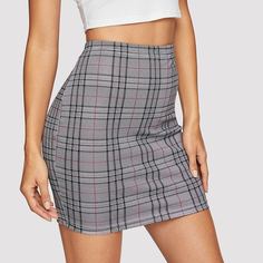 Короткая Юбка В Клетку Shein