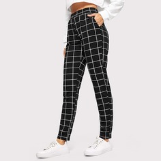 Эластичные Брюки В Клетку Shein