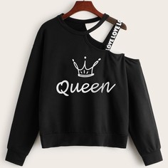 Асимметричный свитшот с оригинальным принтом Shein