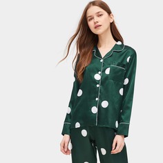 Атласная пижама комплект в горошек Shein