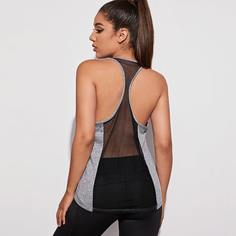 Контрастный сетчатый спортивный топ Shein