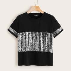 Двухцветный топ с блестками Shein