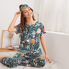 Маска для глаз и пижама с принтом динозавра Shein