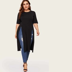 Платье Миди С Глубокими Разрезами Спереди Размер Плюс Shein