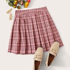 Юбка в клетку с молнией Shein