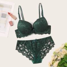 Кружевной комплект нижнего белья на косточках Shein