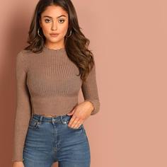 Укороченный Топ В Рубчик Shein