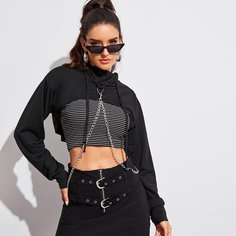 Однотонный Короткий Свитшот С Цепочкой Shein
