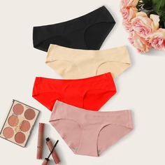Однотонные трусики 4шт Shein