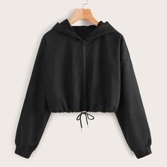 Укороченный Свитшот С Длинным Рукавом И Капюшоном Shein