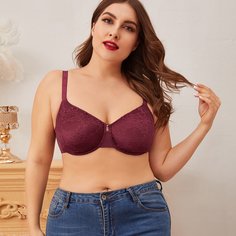 Кружевной бюстгальтер размера плюс на косточках Shein