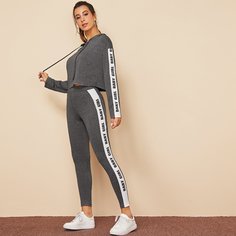 Толстовка с текстовой лентой и леггинсы Shein