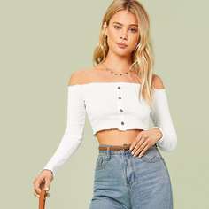 Топ с открытыми плечами и пуговицами Shein