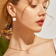 Серьги и ожерелье с подвеской бабочки 3шт Shein