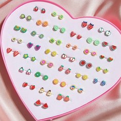 Серьги-гвоздики в форме арбуза и апельсина 36 пар Shein