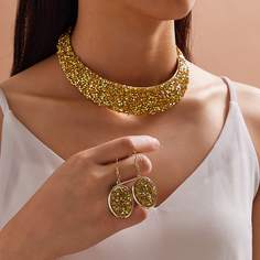 Ожерелье 1шт и серьги со стразами 1 пара Shein