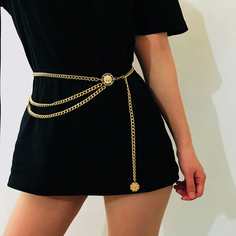 Многослойная цепочка талии с украшением диска Shein