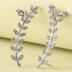 Клипсы в форме листа со стразами 1 пара Shein