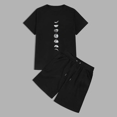 Мужские шорты и футболка с принтом луны Shein