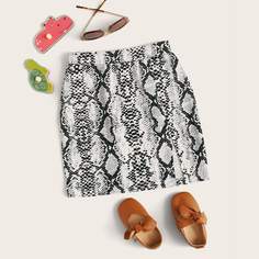 Юбка с змеиным принтом для девочек Shein