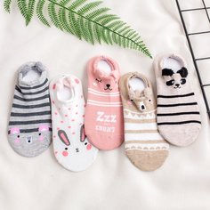 Полосатый дизайн мультфильм носки 5Pairs Shein