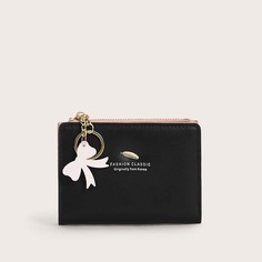 Кошелек с декором металлического листа и брелоком Shein