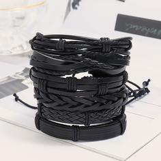 Мужской плетеный струнный браслет из искусственной кожи 6шт Shein