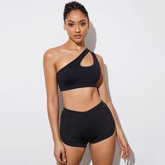 Спортивный бюстгальтер на одно плечо Shein