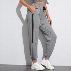 Контрастные брюки на кулиске Shein