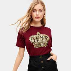 Леопардовая футболка с блестками Shein