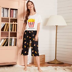 Пижама с мультяшным принтом Shein