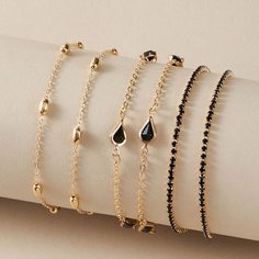 Браслет в форме капли воды со стразами 6шт Shein