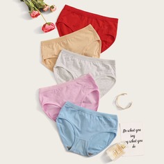Многоцветный Одноцветный Бесшовные трусы Shein