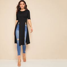 Однотонная Футболка Shein