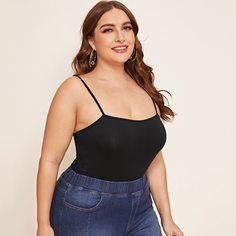 Однотонный топ размера плюс Shein