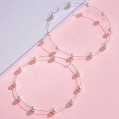 Серьги-кольца с искусственным жемчугом 1 пара Shein