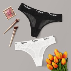 Чёрнобелые Текст Бесшовные трусы Shein