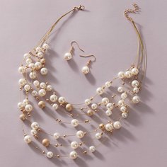 Серьги и ожерелье с искусственным жемчугом 3шт Shein