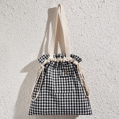 Сумка-тоут в клетку на кулиске Shein