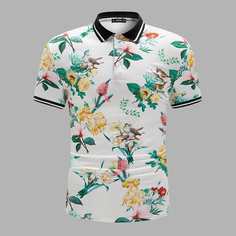 Мужская цветочная рубашка-поло с полосками Shein