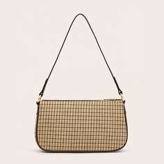 Сумка-бакет в клетку с молнией Shein