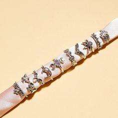 Кольцо в форме слона и коронки со стразами 10шт Shein