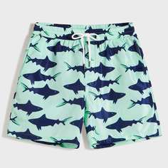Мужские шорты на кулиске с принтом акулы Shein