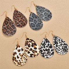 Леопардовые серьги-подвески 4 пары Shein